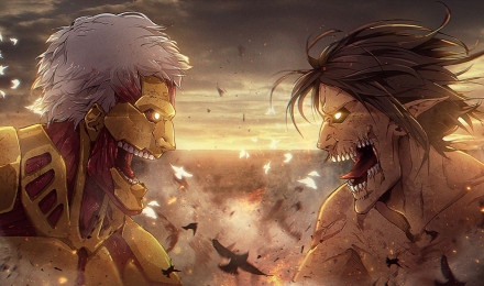 Amored Titan vs Attack Titan AoT anime wallpaperx1080