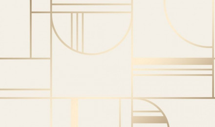 Bauhaus Geometric wallpaper in cream & gold. I Love Wallpaper