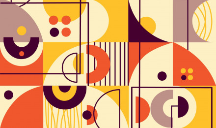 Geometric mosaic Bauhaus pattern.Modern geometry figure, shape Abstract texture.Bauhaus design for print, wallpaper, textile, banner, poster, Geometric mosaic.Seamless Abstract vector background