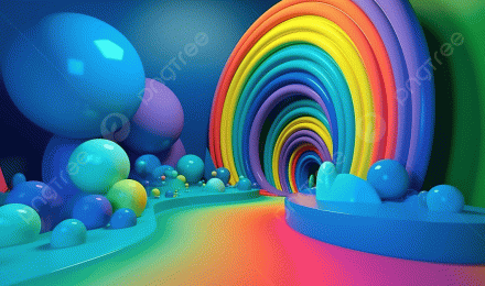 3D Rainbow Scene Wallpaper Background, 3D Illustration Blue Theme Color Rainbow Background, HD Photography Photo Background Image And Wallpaper for Free Download