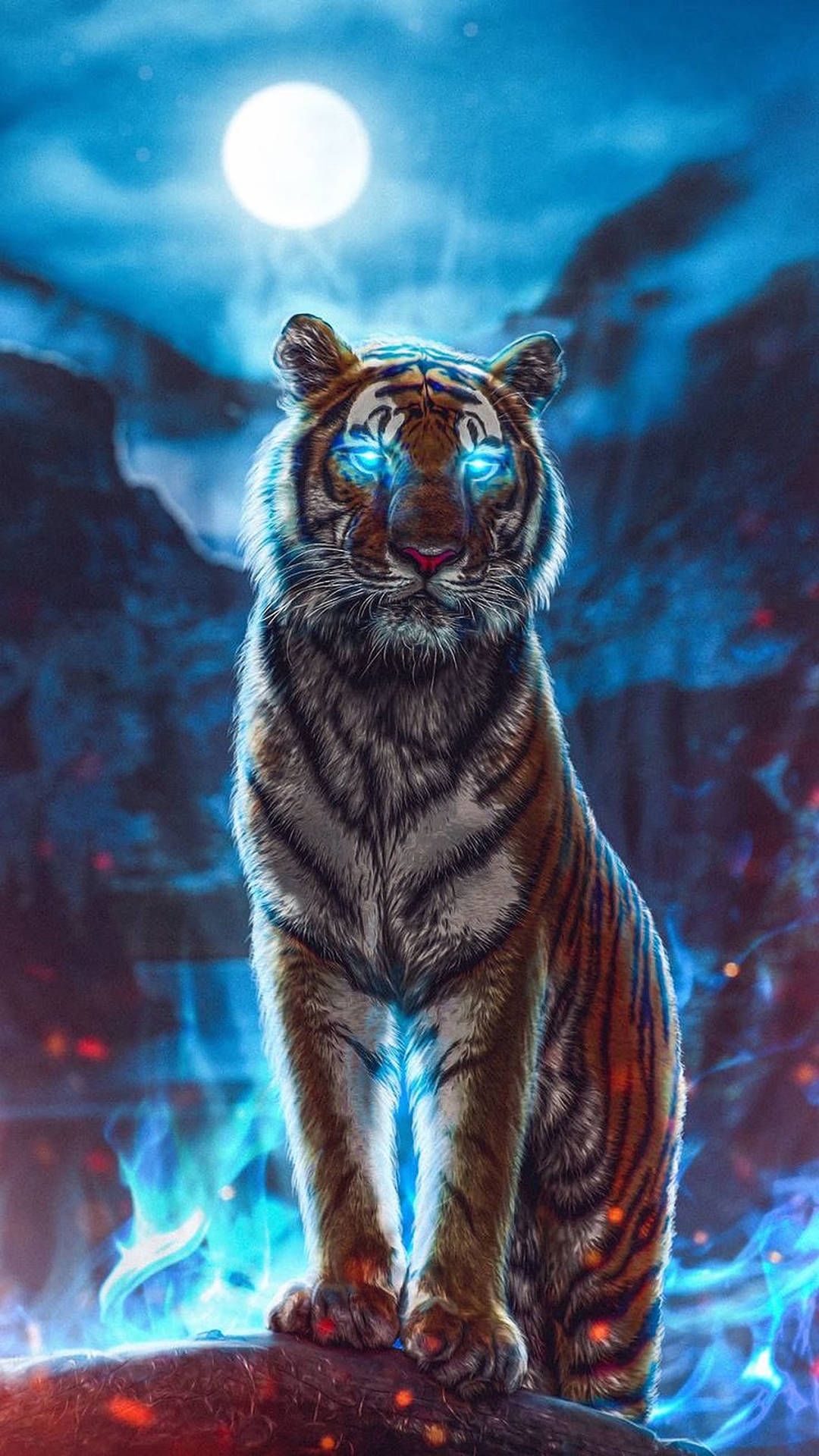 Download Majestic Cyan Blue Tiger in the Wilderness Wallpaper - 