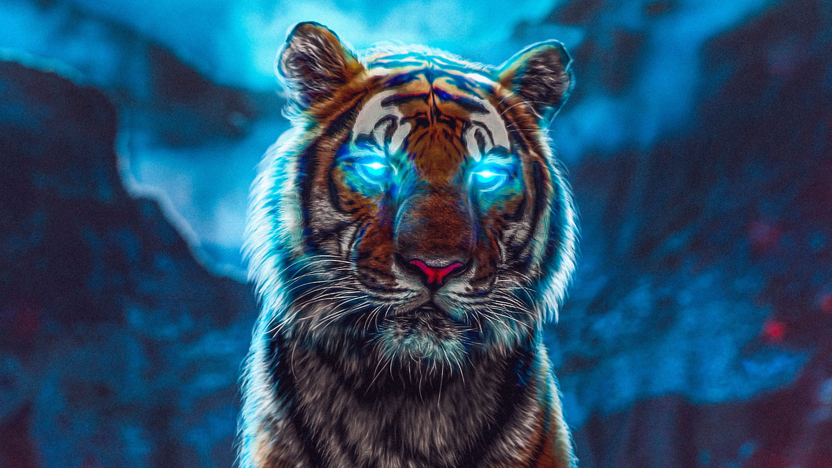 Tiger Glowing Eyes, HD Artist, 4k Wallpaper, Image, Background, Photo and Picture - 