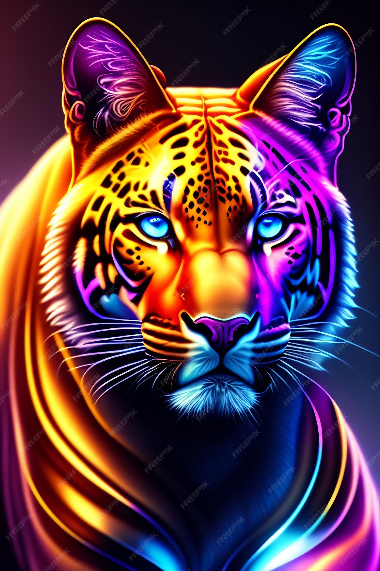 Premium Photo. Neon tiger wallpaper that are high definition - 