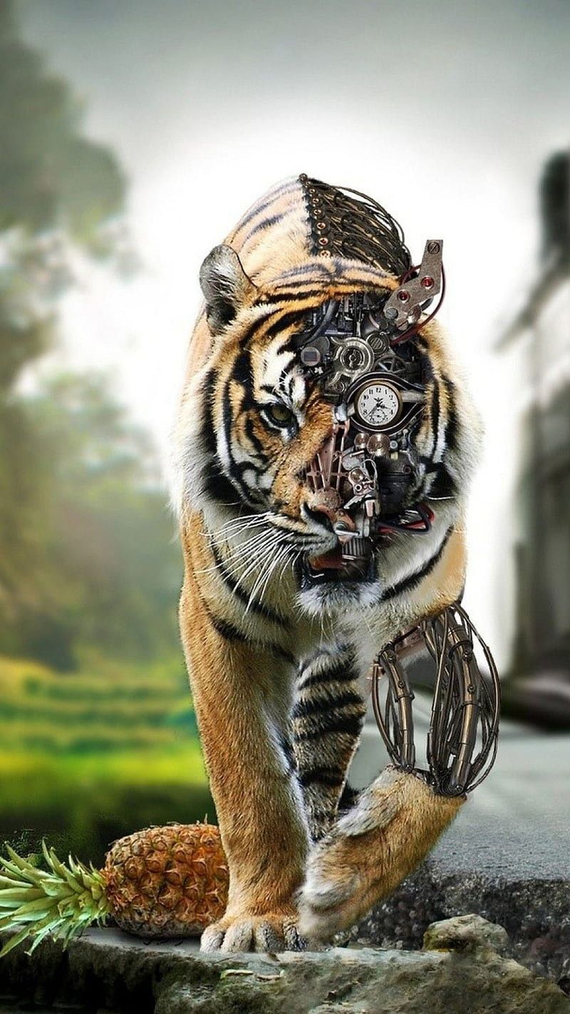 Tiger Digital Art, digital art, animation, HD phone wallpaper - 