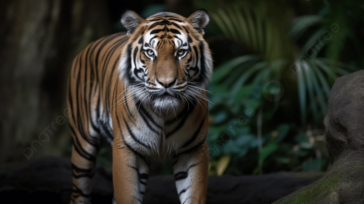 Tiger Photo HD Wallpaper For Free Download Background, Frontal Full Body Of A Sumatran Tiger Staring At The Camera, HD Photography Photo Background Image And Wallpaper for Free Download - 