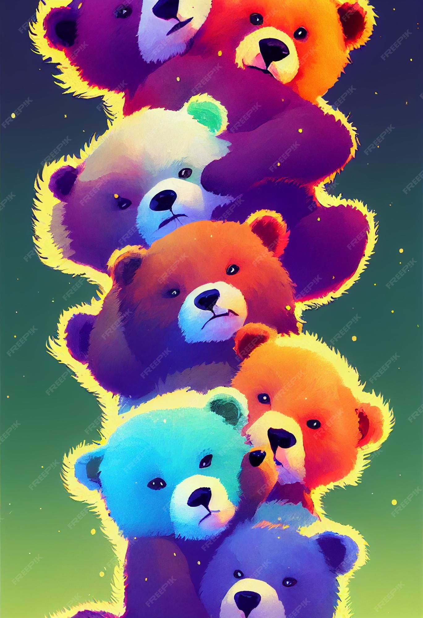 Premium Photo. Group of cute bear for wallpaper and graphic designs 2d illustration - 