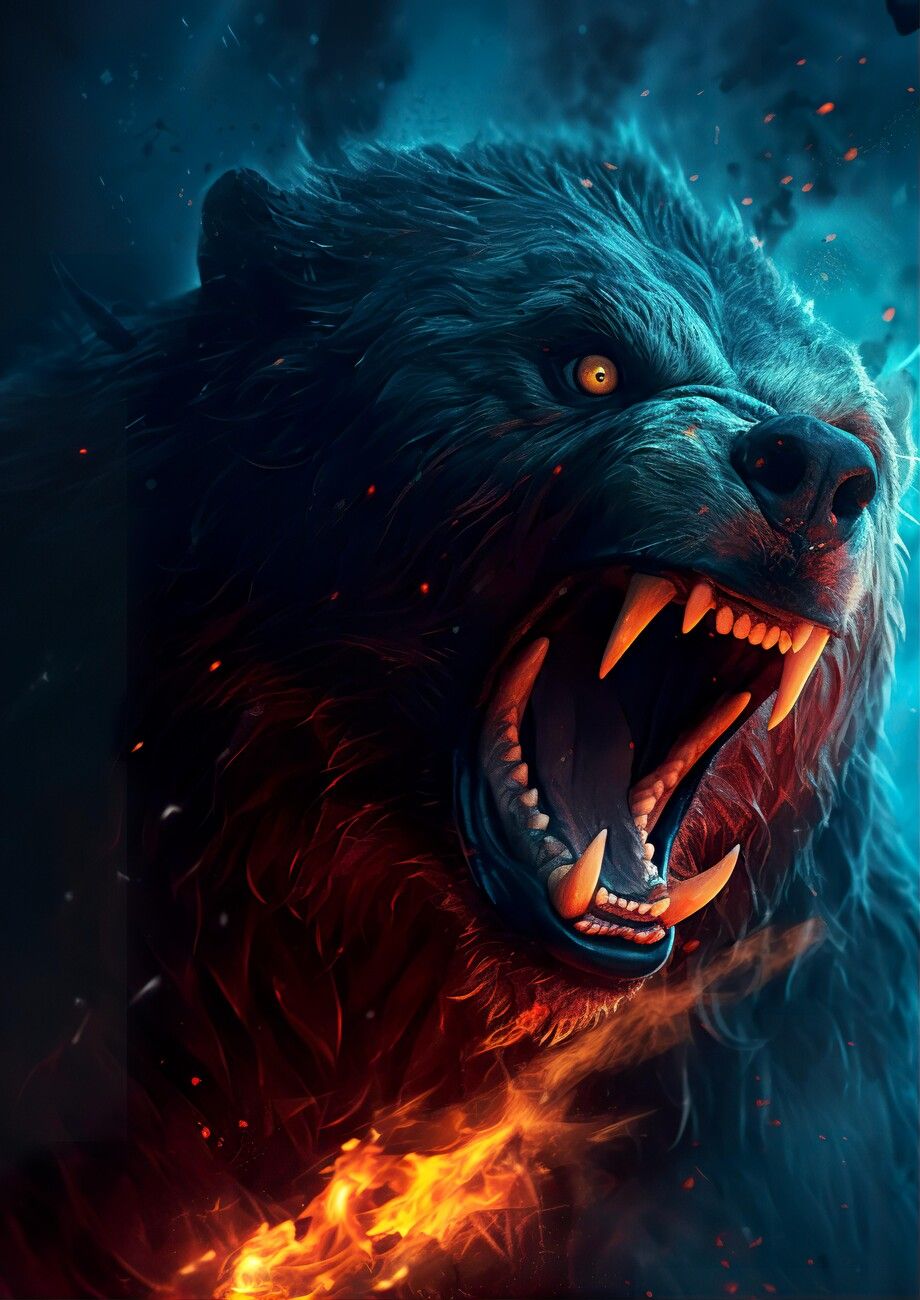 Grizzly Bear Dark Fantasy Wall Mural - 