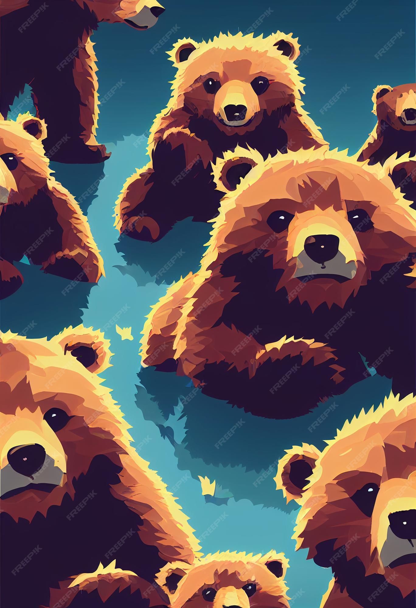 Premium Photo. Group of cute bear for wallpaper and graphic designs 2d illustration - 