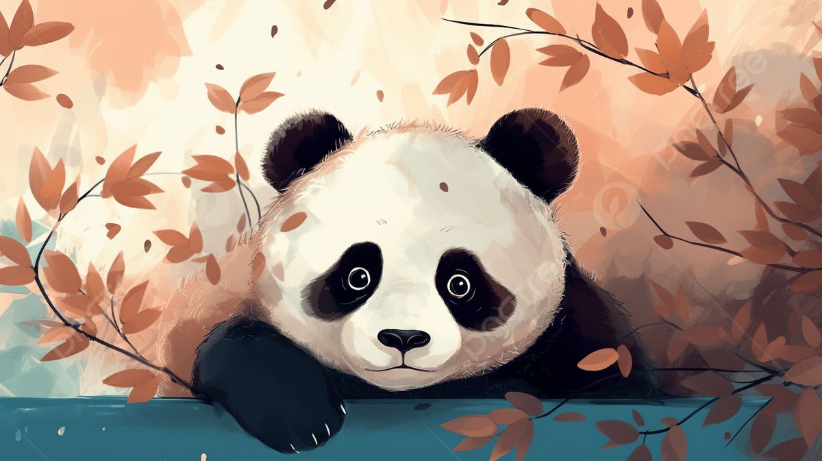 Panda Bear Painting Wallpaper Animal Picture Wallpaper Background, Background Material Cute Panda Portrait, HD Photography Photo Background Image And Wallpaper for Free Download - 