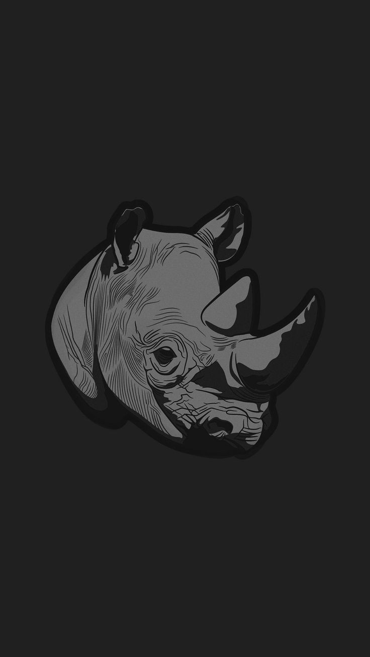 Thoughtful Rhino Dark Minimal Illust Art #iPhone #wallpaper. iPhone 5s wallpaper, Minimalist animal, iPad wallpaper