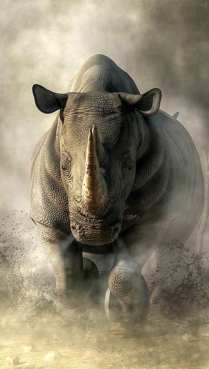 Rhino, rhinoceros, mammal, baby, nature, HD wallpaper