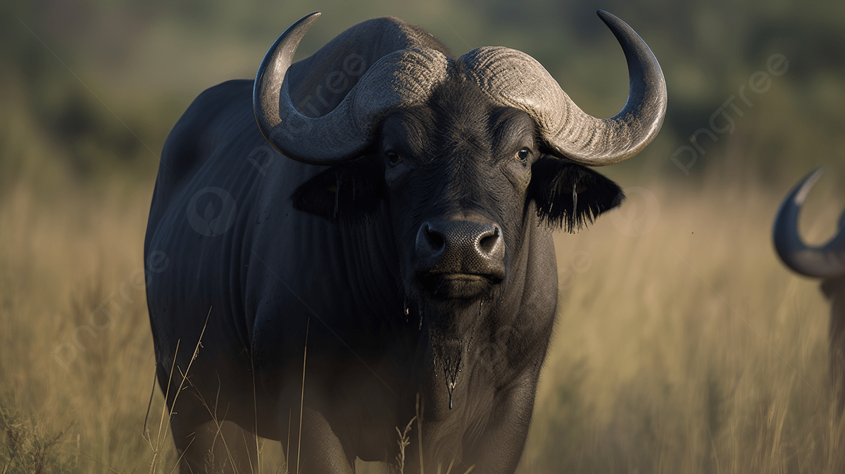 Two Buffaloes Are Walking Through Some Tall Grasses Background, Picture Of A Cape Buffalo Background Image And Wallpaper for Free Download