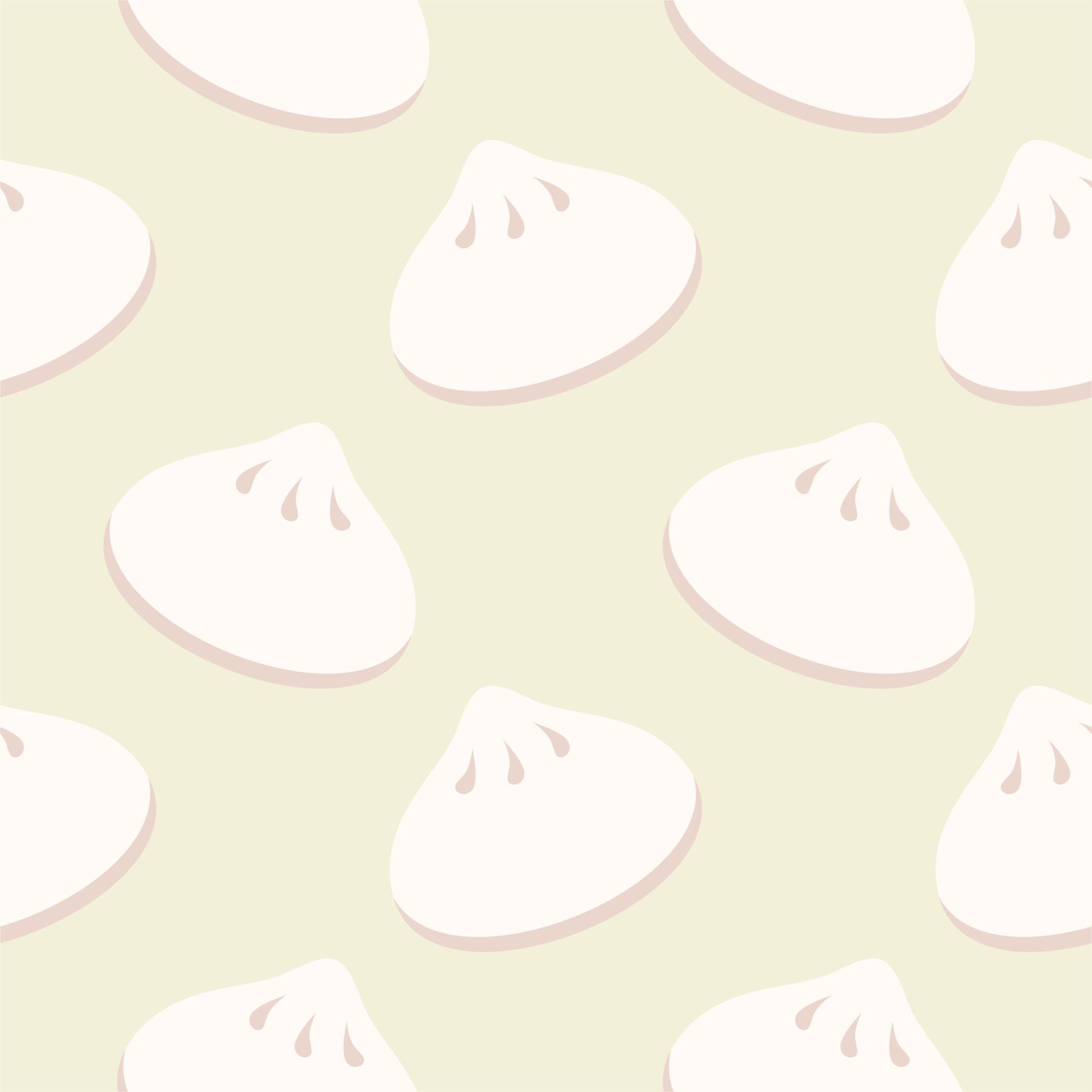 Dumpling Seamless vector pattern. buns and dumplings Dim Sum, Khinkali. Cute food characters illustration for wrapping paper, postcard, textile, background texture, food hall decoration