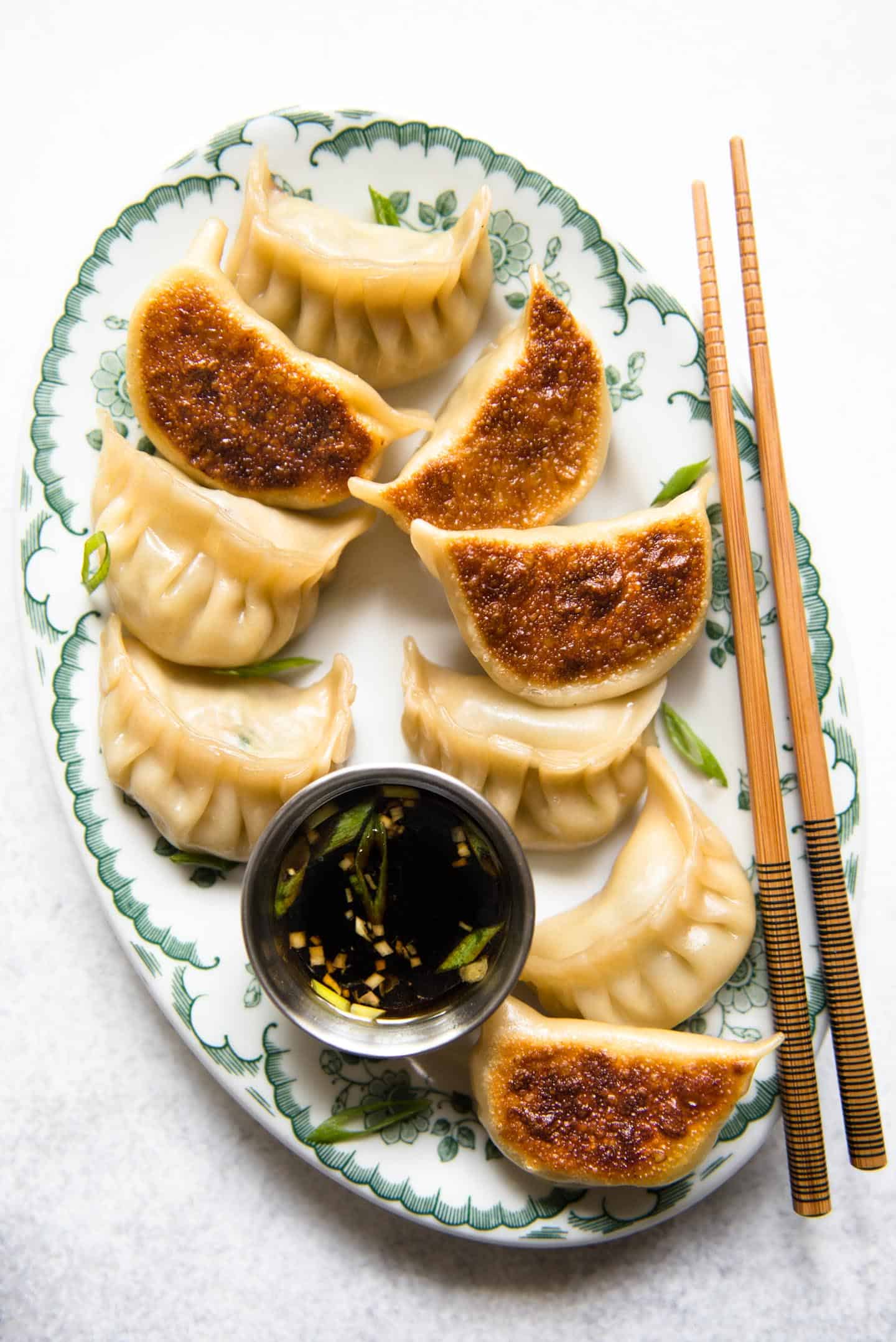 Chicken Potstickers (雞肉鍋貼). Healthy Nibbles by Lisa Lin