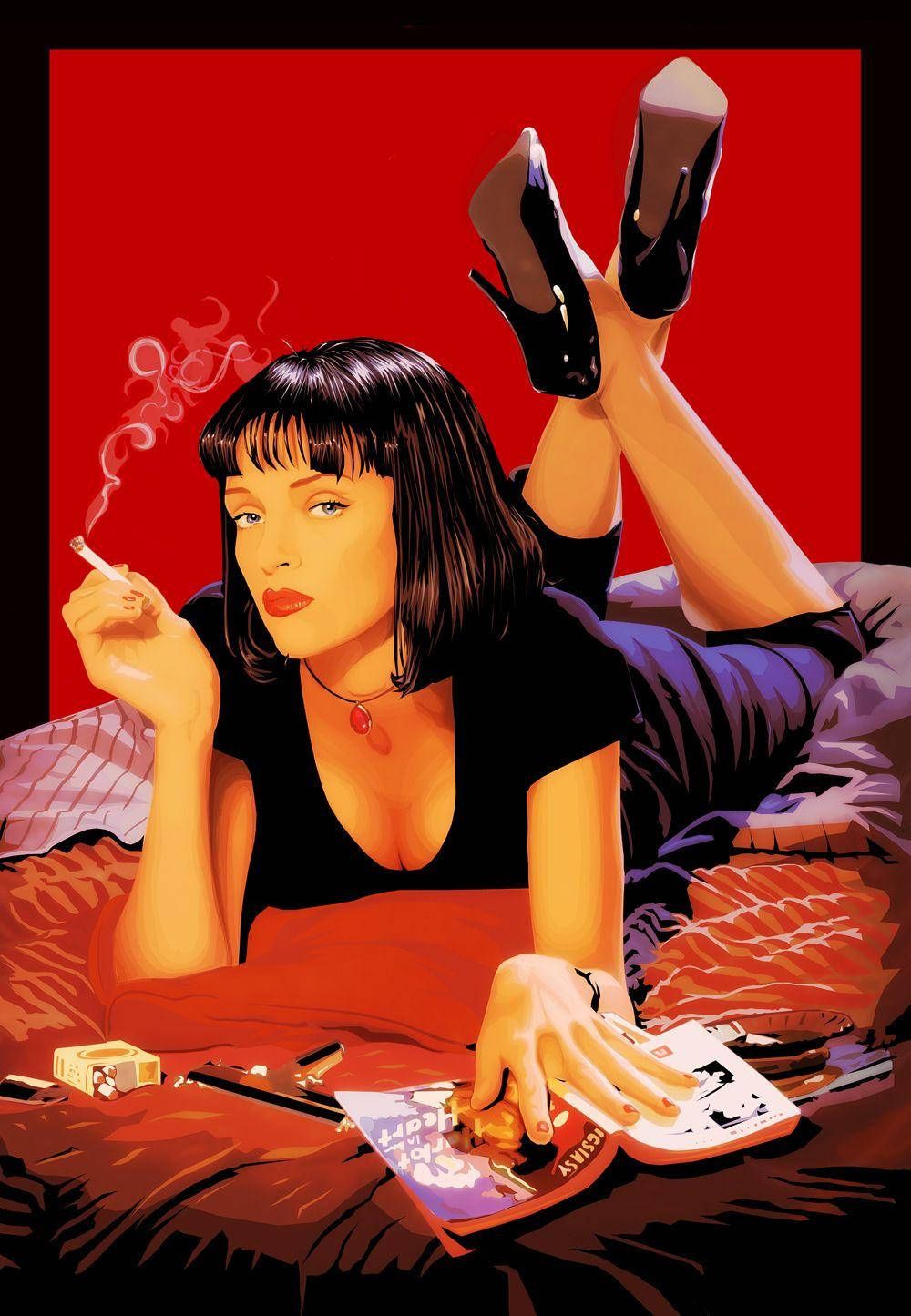 Download Pulp Fiction Mia Wallace Digital Paint Artwork Wallpaper