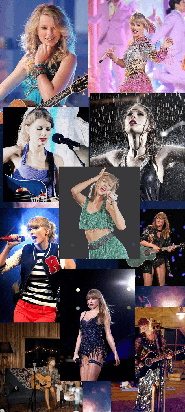 I designed a Taylor Swift wallpaper based on my favorite looks from each concert (as well as my favorite look from Midnights Era at the Eras Tour)