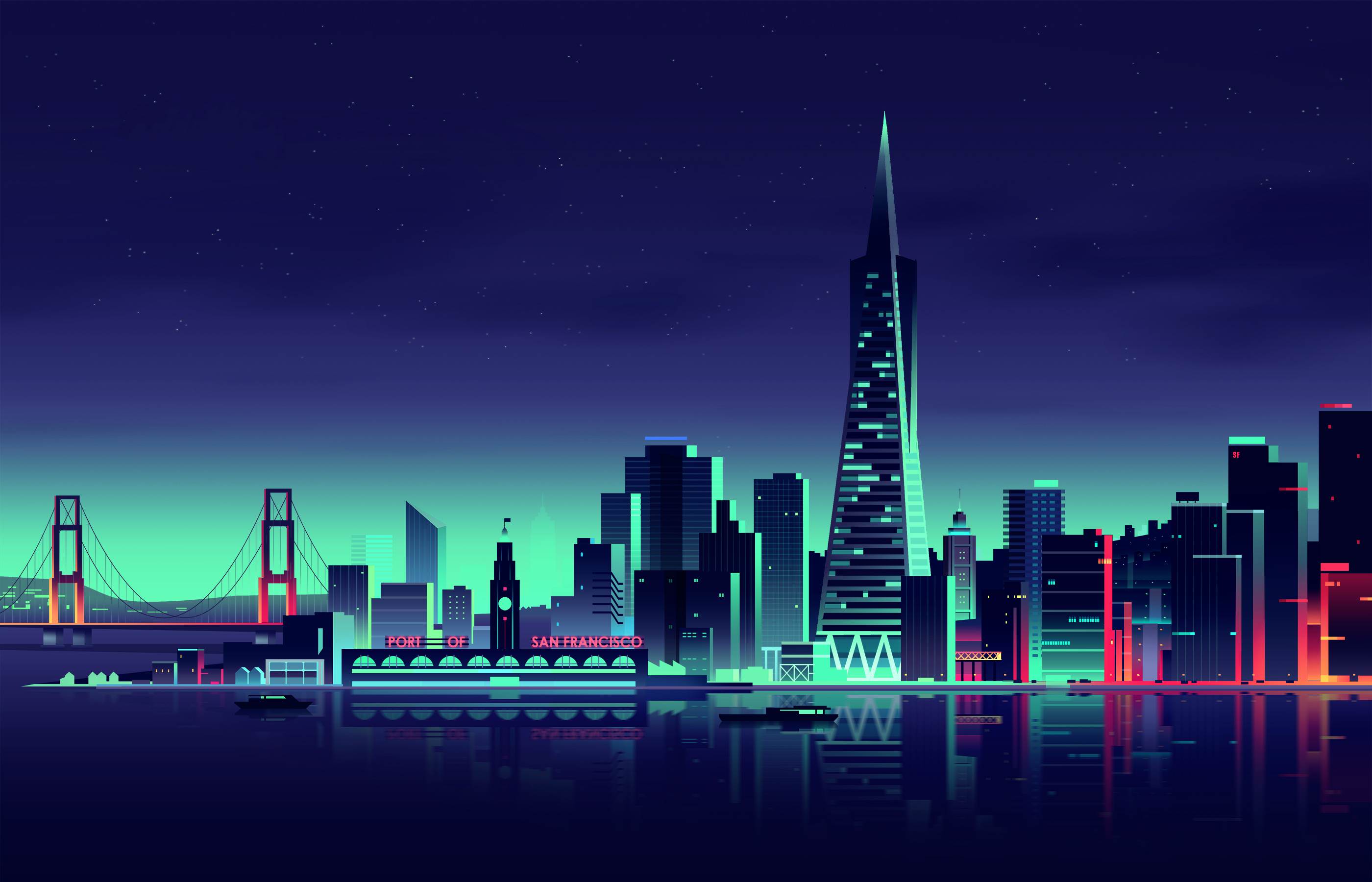 San Francisco Minimalist City, HD Artist, 4k Wallpaper, Image, Background, Photo and Picture