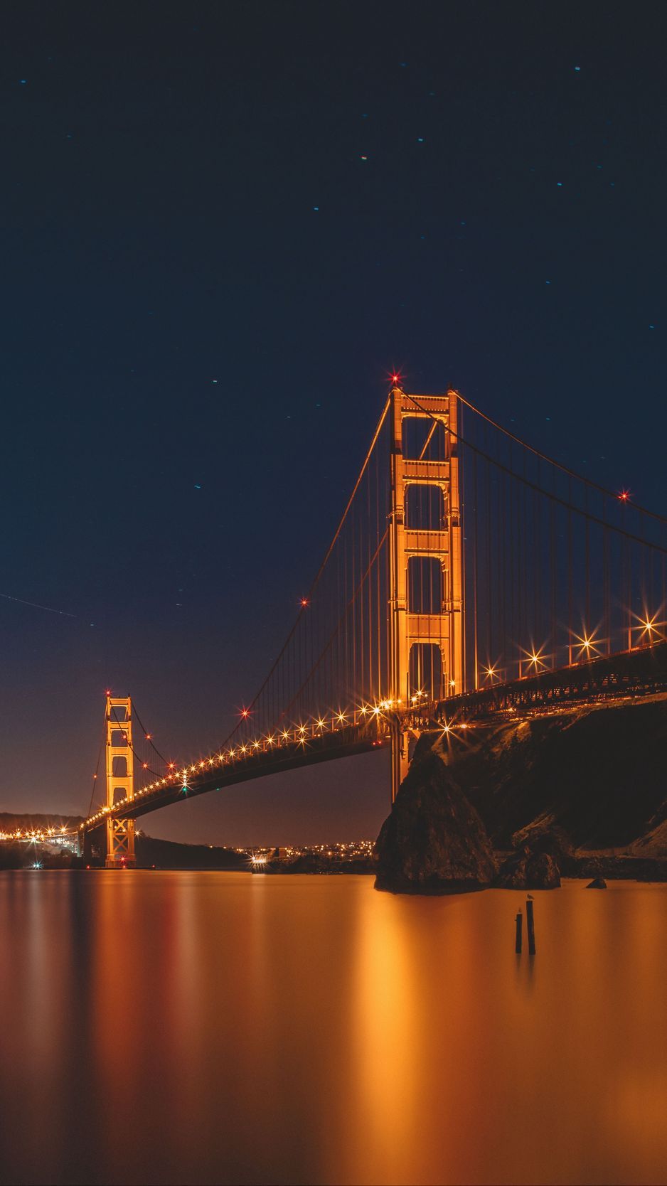 Download Wallpaper 938x1668 Bridge, Golden Gate, San Francisco, Night, City Lights Iphone 8 7 6s 6 For Parallax HD Background