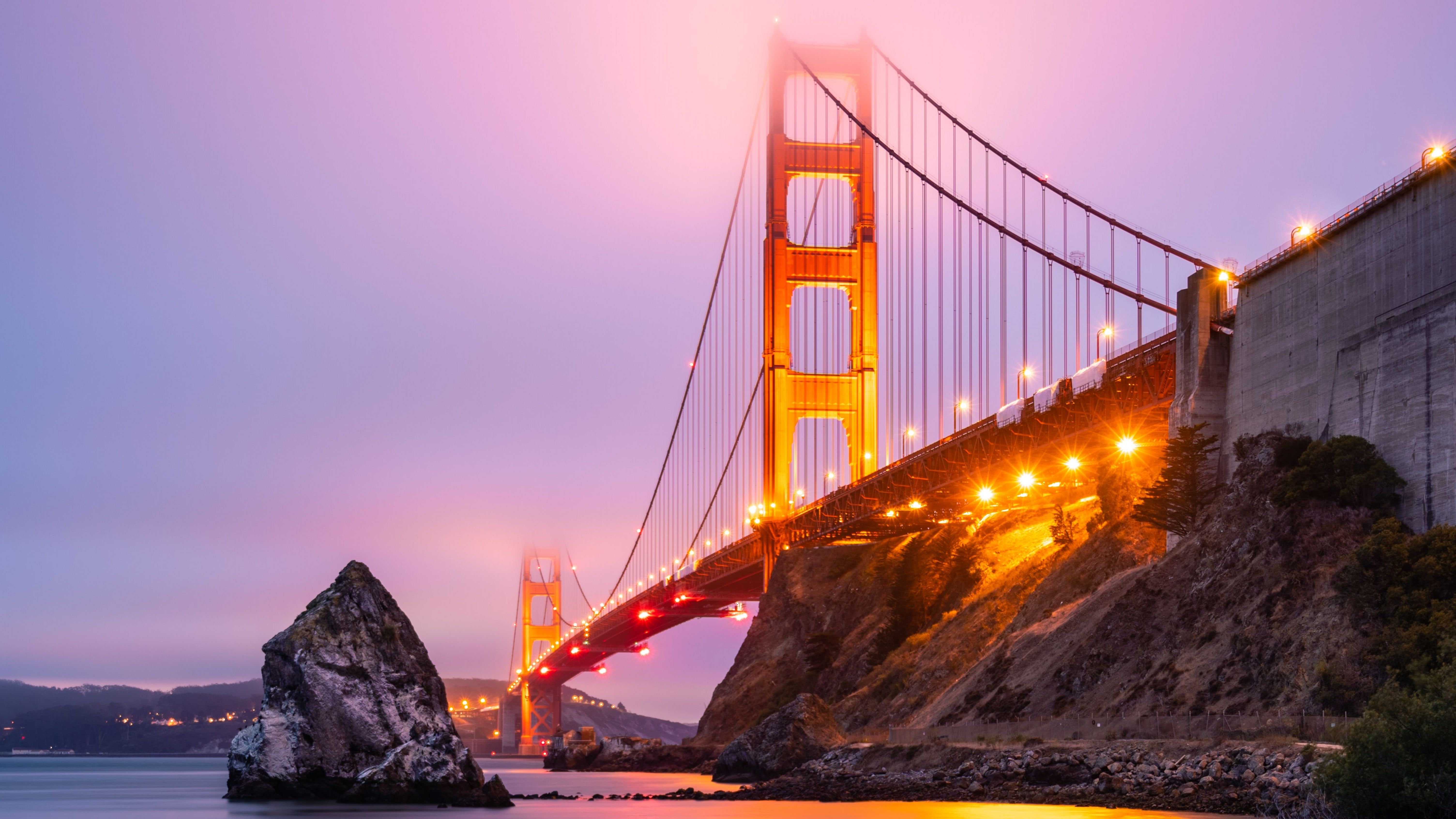 Golden Gate Bridge Wallpaper 4K, San Francisco, Sunset, Lights - San Francisco