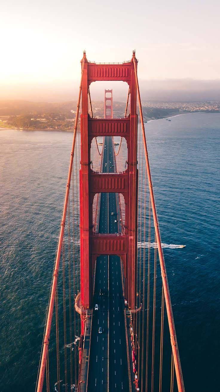 Download Aerial View Of Bridge San Francisco iPhone Wallpaper - San Francisco