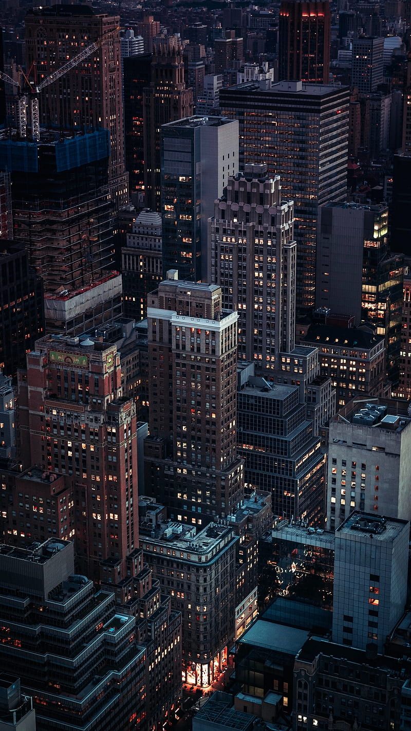 City, new, york, night, lights, skyline, skyscrapers, helicopter, HD phone wallpaper