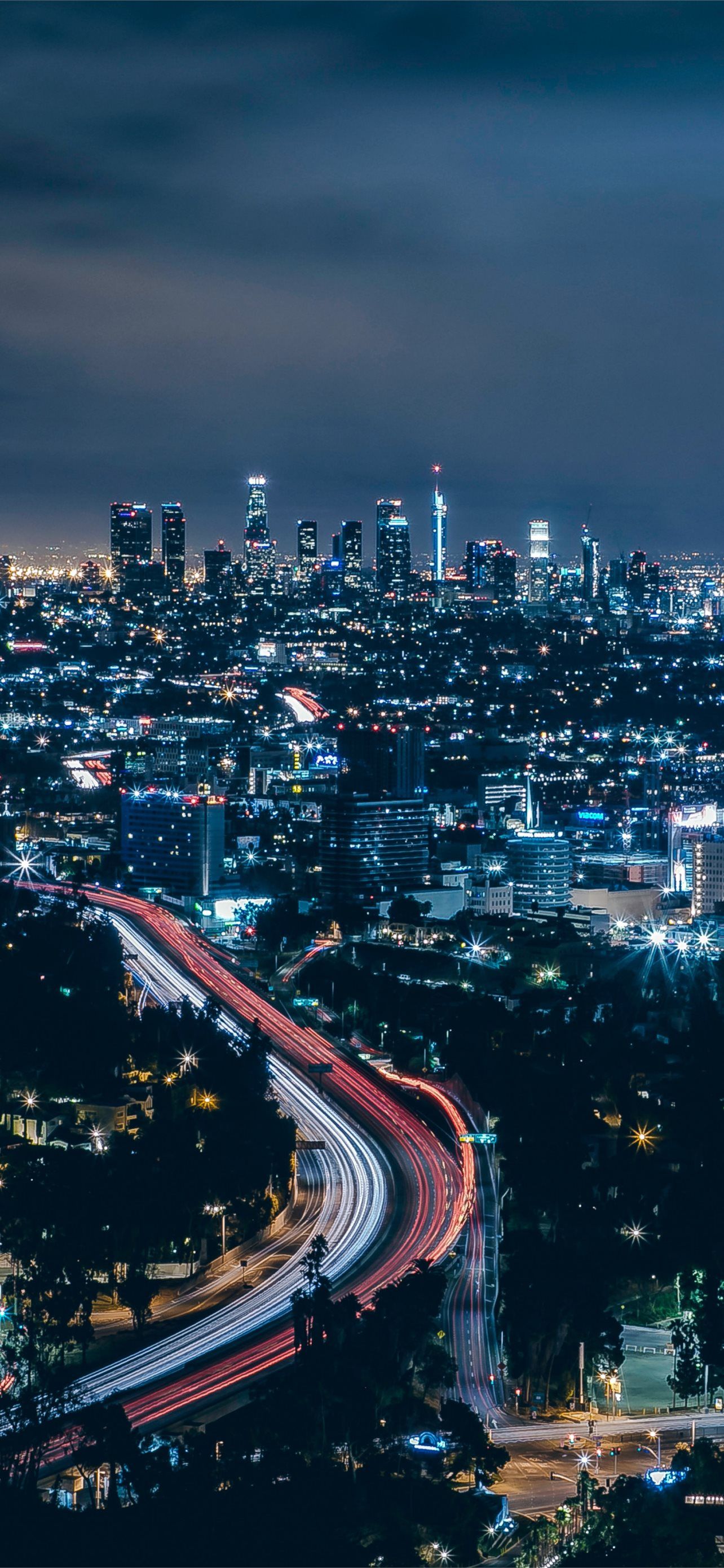 Los Angeles City Skyscrapers Night Los Angeles Bac. iPhone Wallpaper Free Download