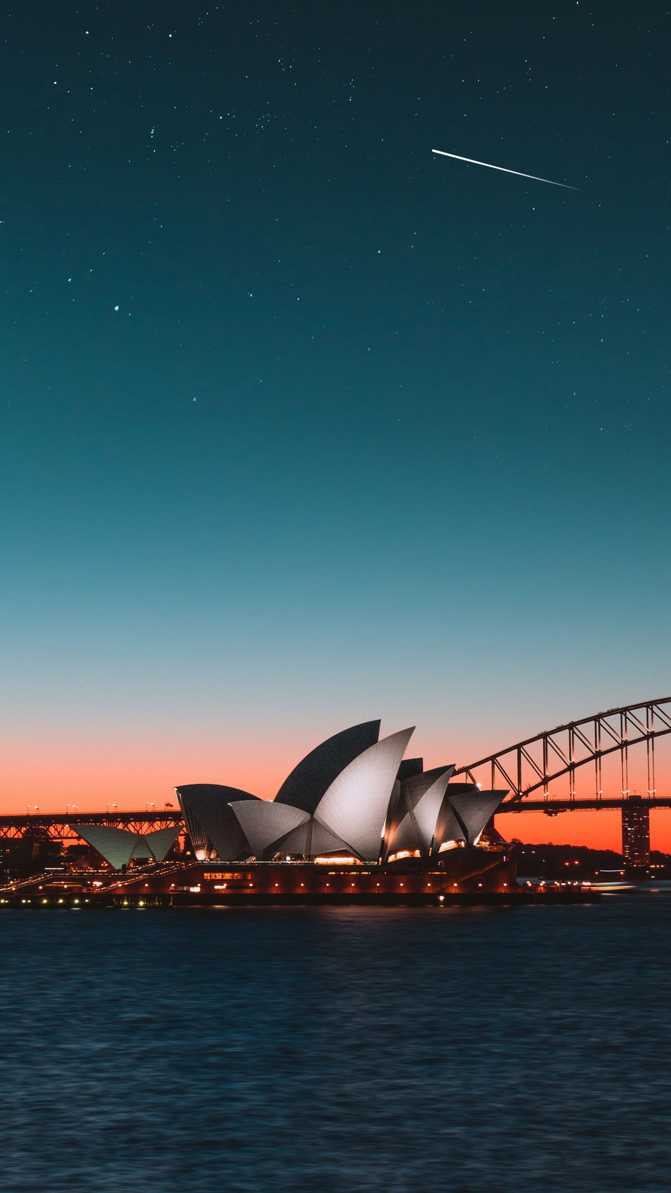 Download wallpaper 1350x2400 sydney opera house, night city, harbor, bridge, sydney, australia iphone 8+/7+/6s+/for parallax HD background