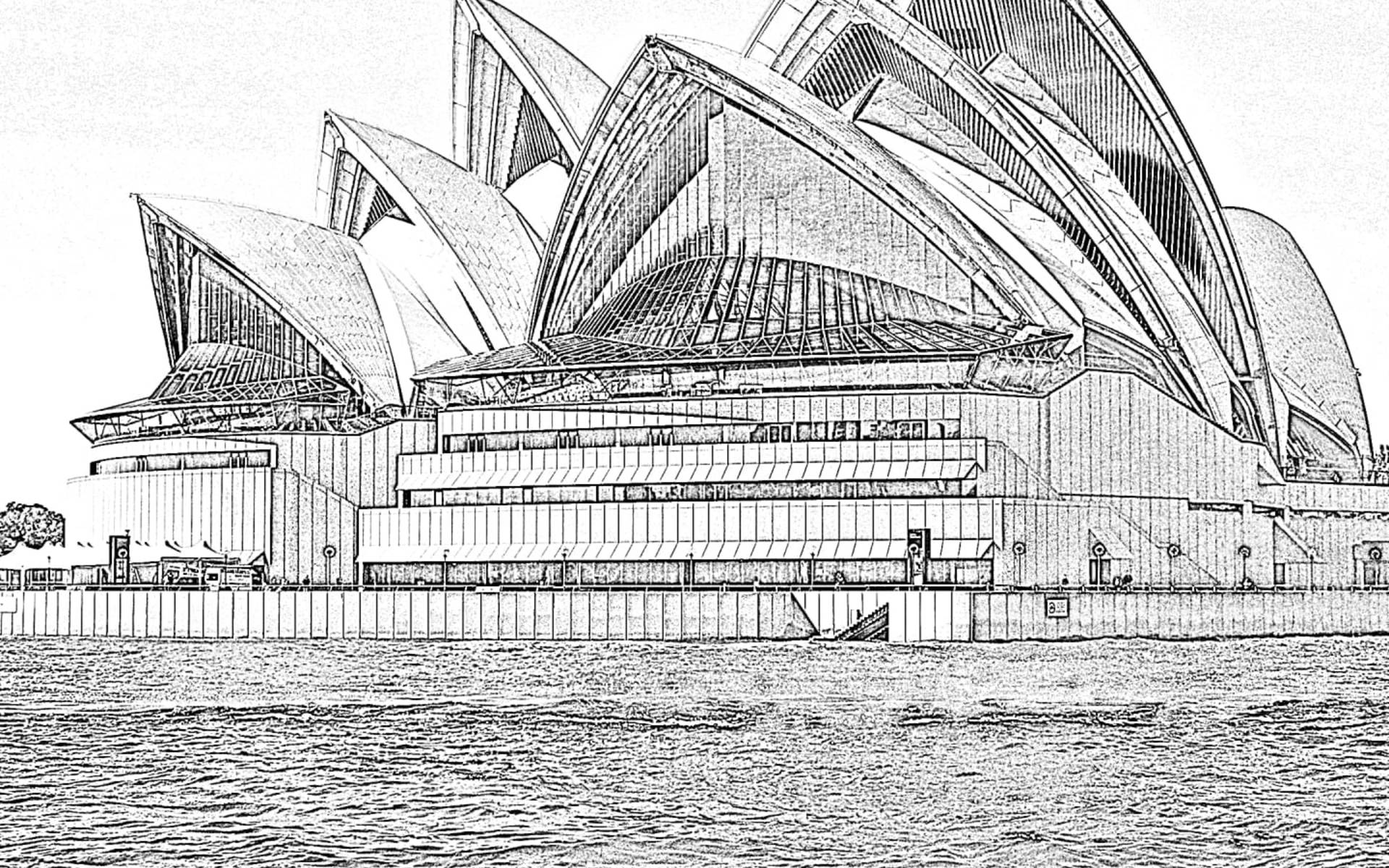 Download Sydney Opera House Pencil Drawing Wallpaper