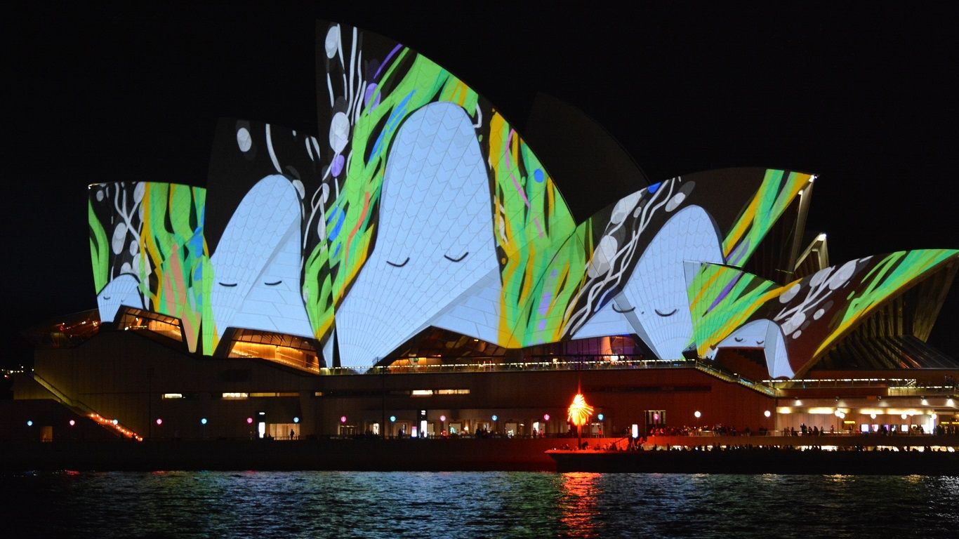 HD desktop wallpaper: Night, Architecture, Sydney, Light, Colors, Colorful, Australia, Festival, Sydney Opera House, Man Made download free picture