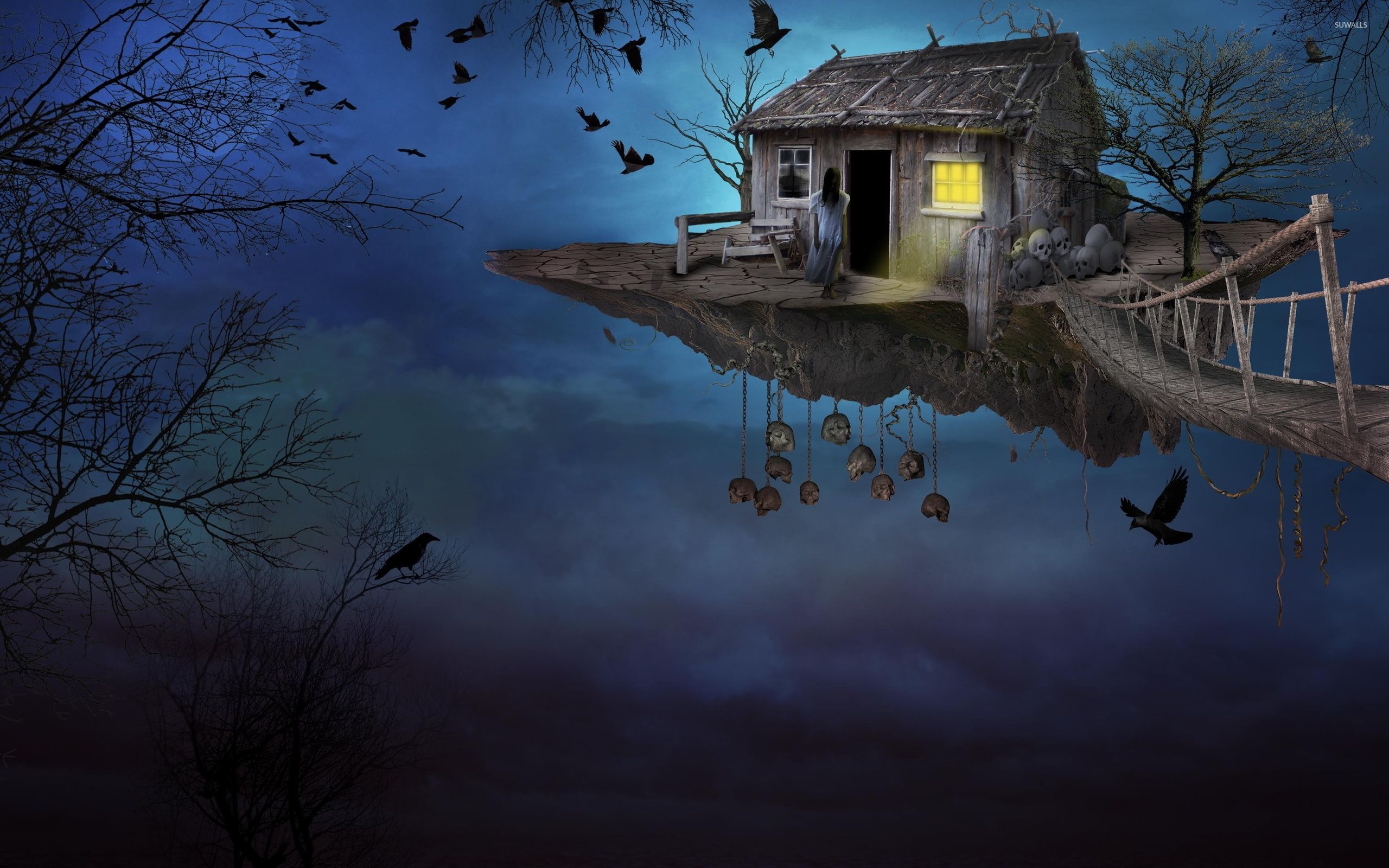 Haunted floating house wallpaper wallpaper