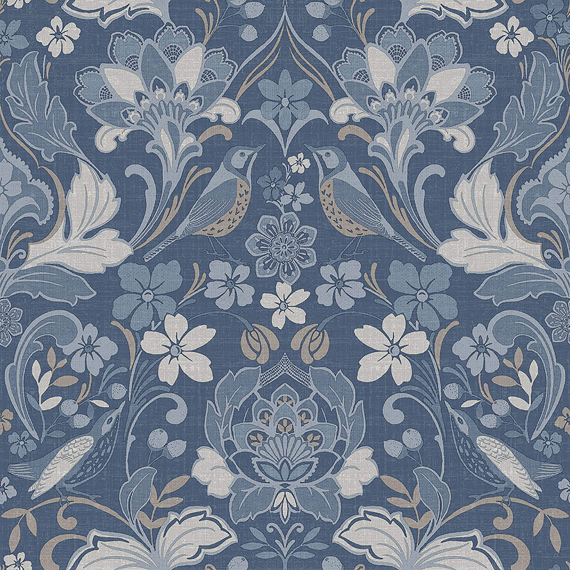 Arthouse 676002 Floral Folk Wallpaper Denim Blue Folk Art Inspired Design Exquisite Detail Contemporary Birds Pattern : : DIY & Tools