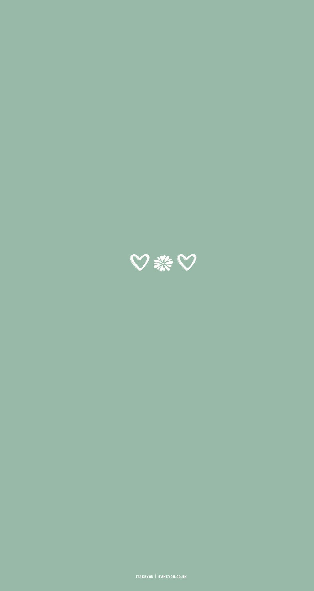 Sage Green Minimalist Wallpaper for Phone : Flower & Hearts I Take You. Wedding Readings. Wedding Ideas