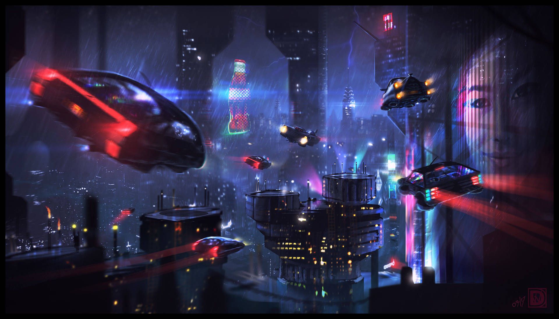 Download Explore the neon cityscape in Blade Runner Wallpaper