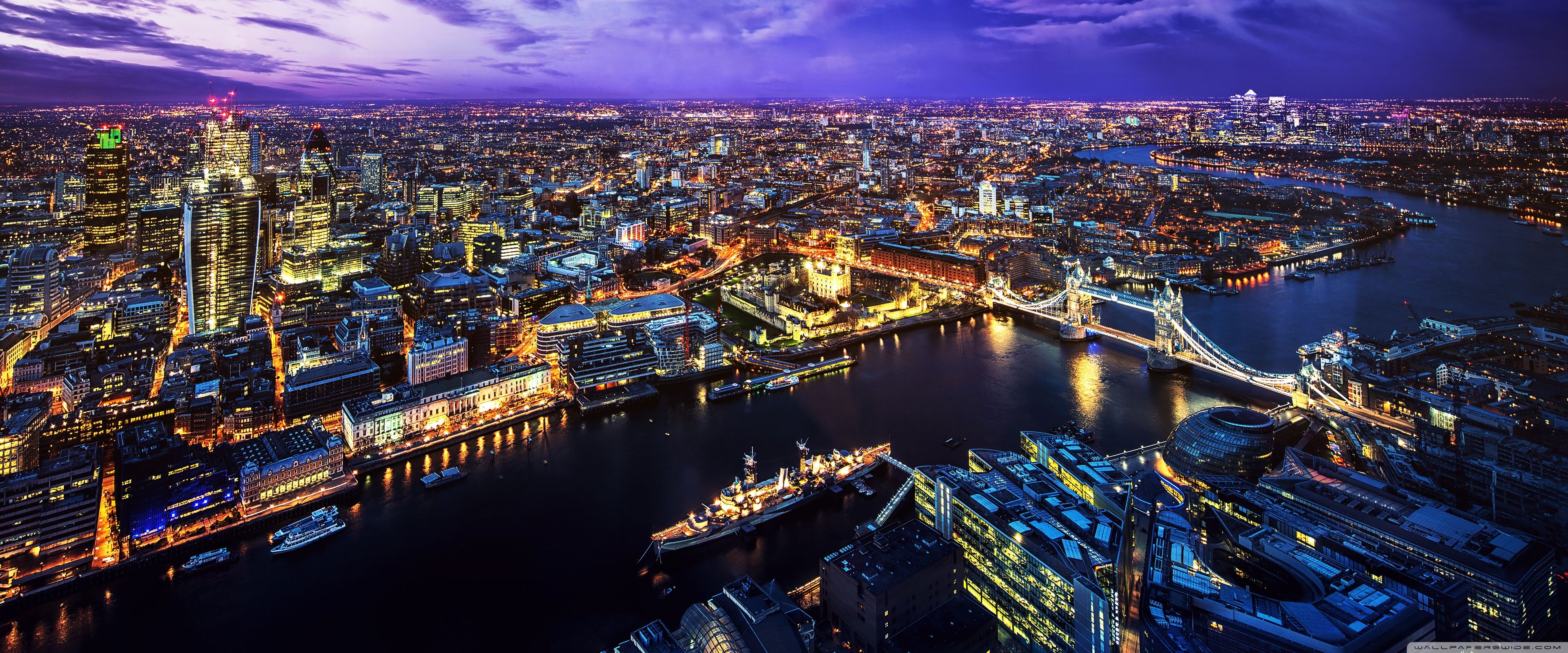 LONDON SKYLINE AT NIGHT Ultra HD Desktop Background Wallpaper for : Widescreen & UltraWide Desktop & Laptop : Multi Display, Dual & Triple Monitor : Tablet - London