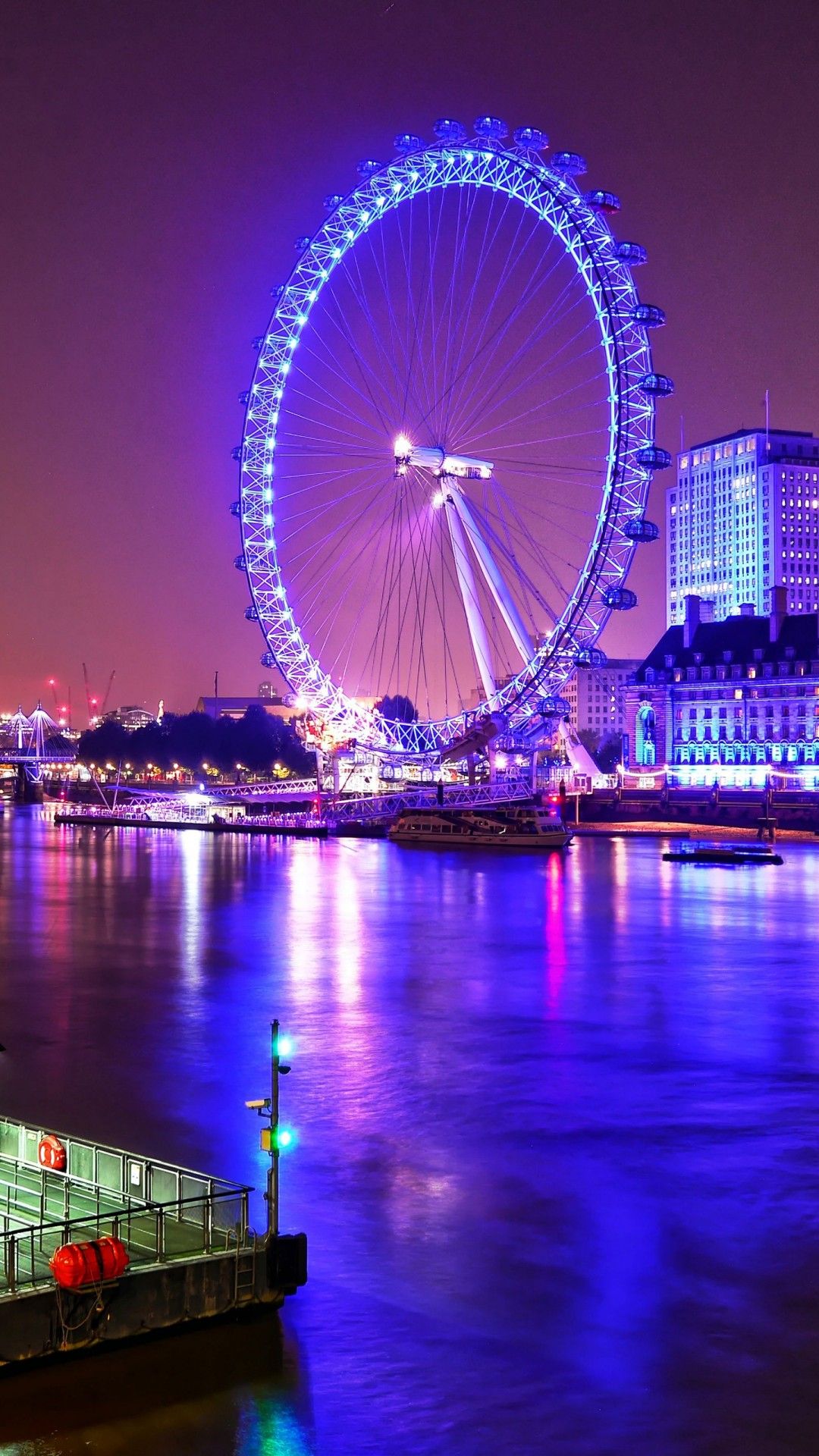 London Eye At Night 4K 5K HD Wallpaper - London