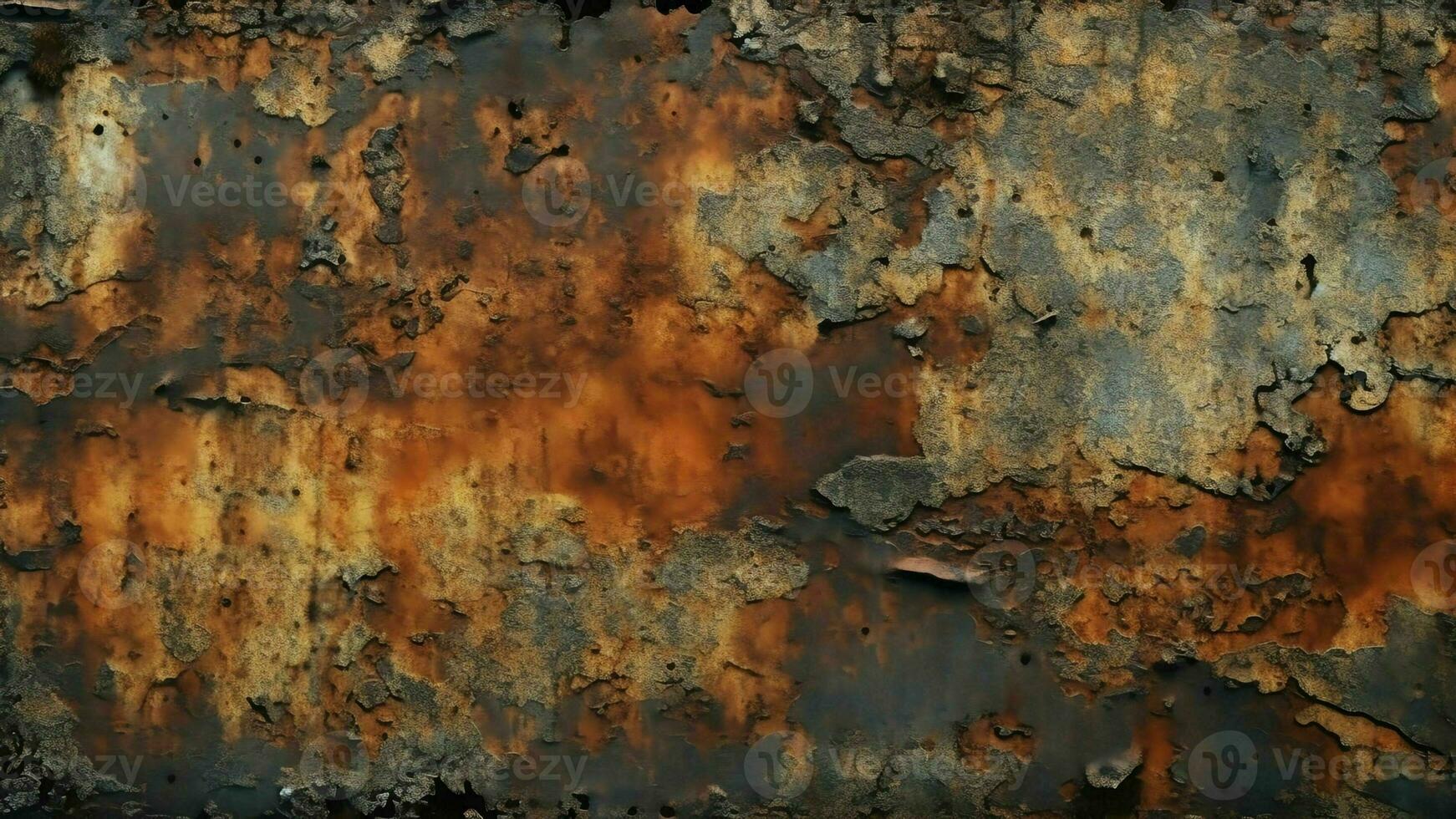 AI Generative Rusty metal background Rust texture Orange red brown abstract background Bright rough textured background Wide banner Panoramic Copy space