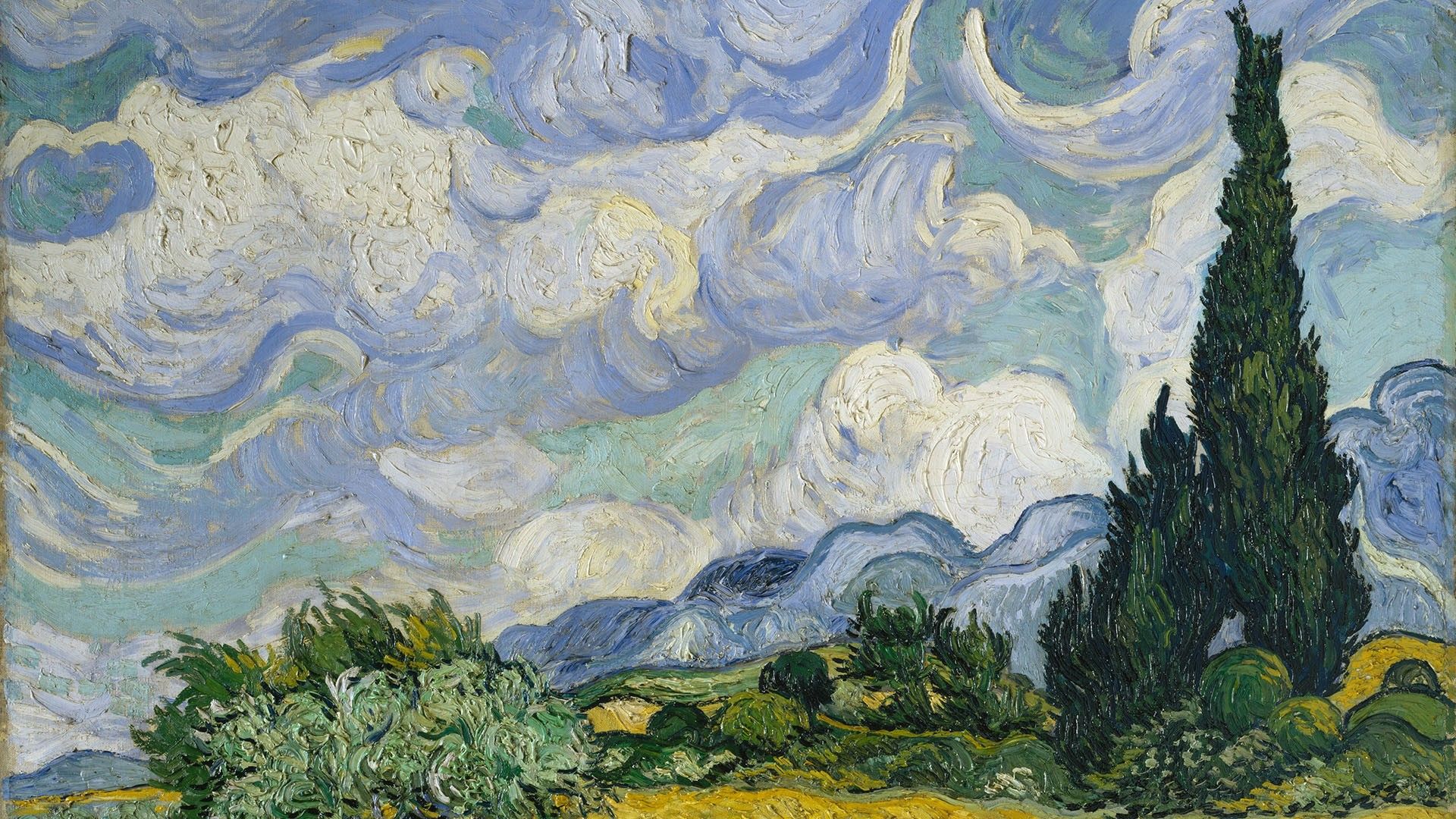 Wheat Field with Cypresses, painting by Vincent van Gogh. Windows Spotlight Image