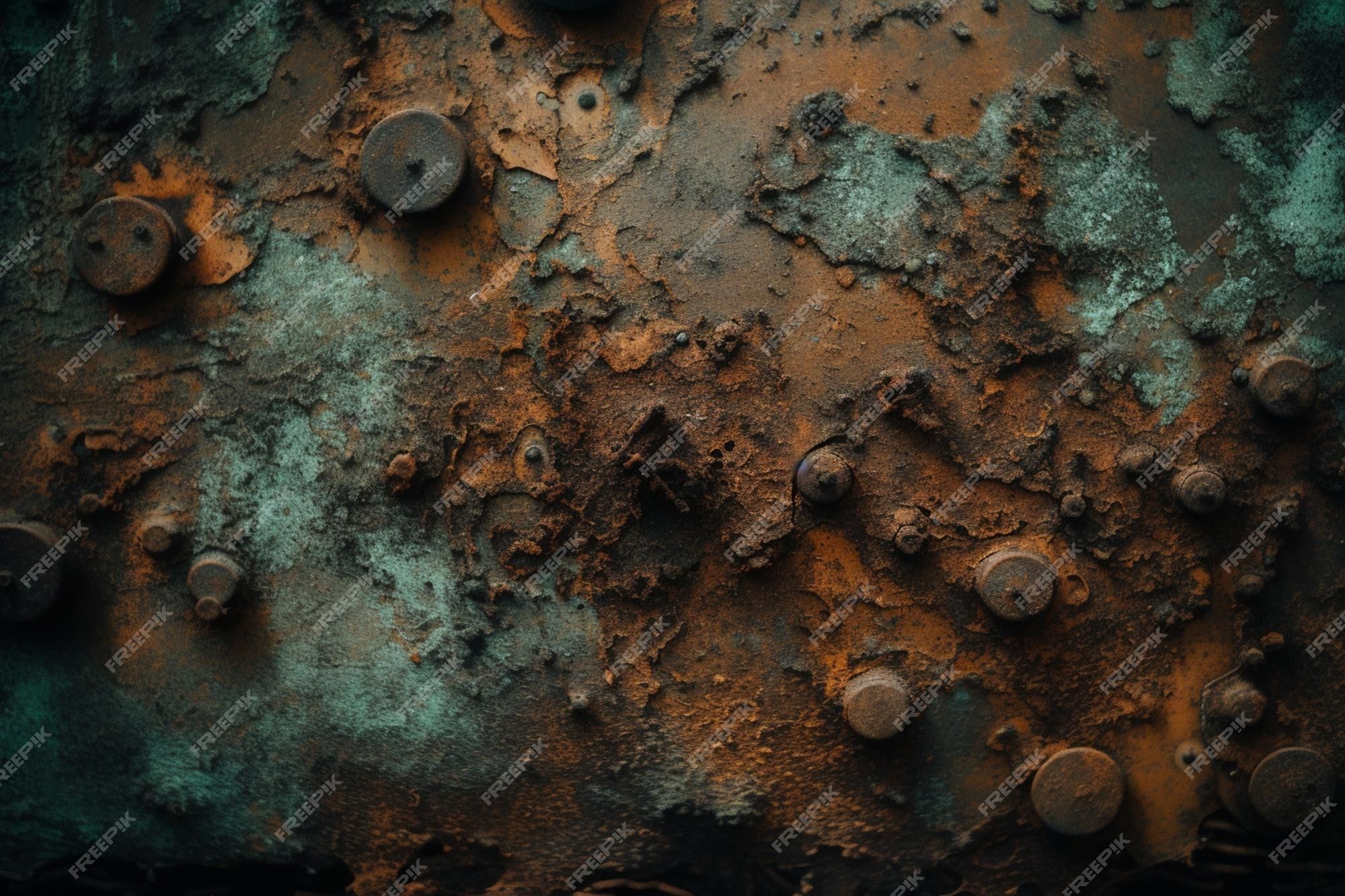 Premium Photo. A close up of rusted metal surface with the word metal