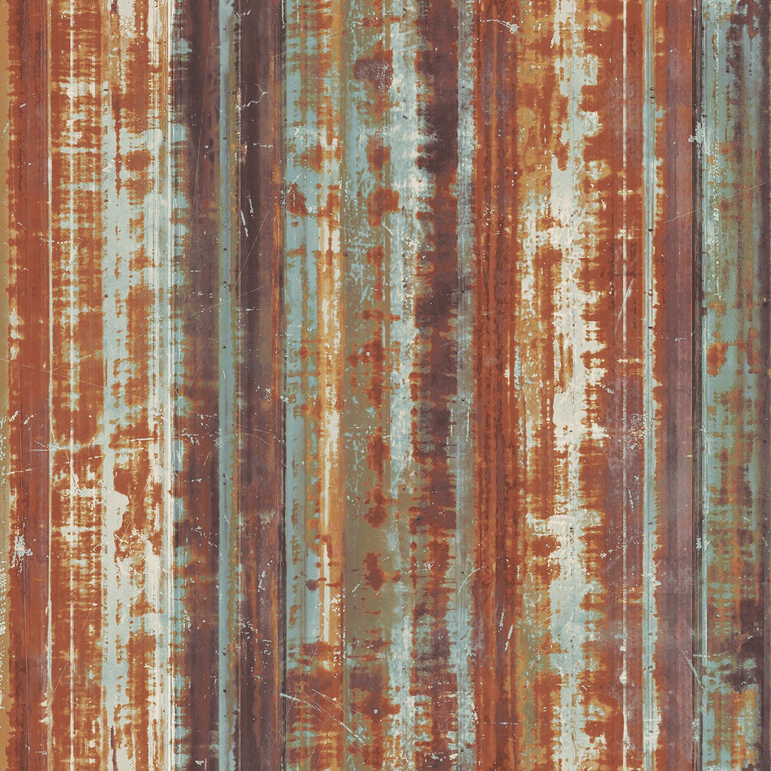 Galerie Wallcoverings Grunge Metallic Rusty Corrugated Metal Effect 33' L x 21 W Wallpaper Roll