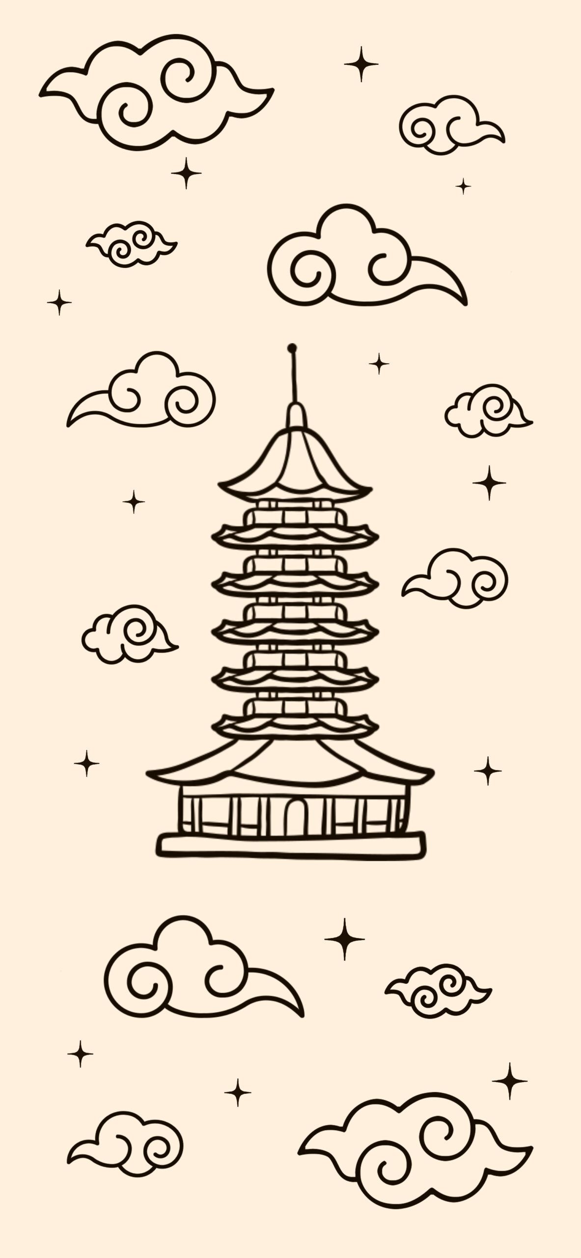 Chinese Pagoda Minimalist Wallpaper Chinese Wallpaper