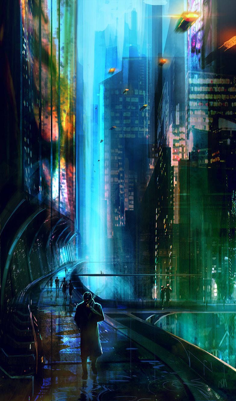 Download A Futuristic Cityscape from Blade Runner Wallpaper