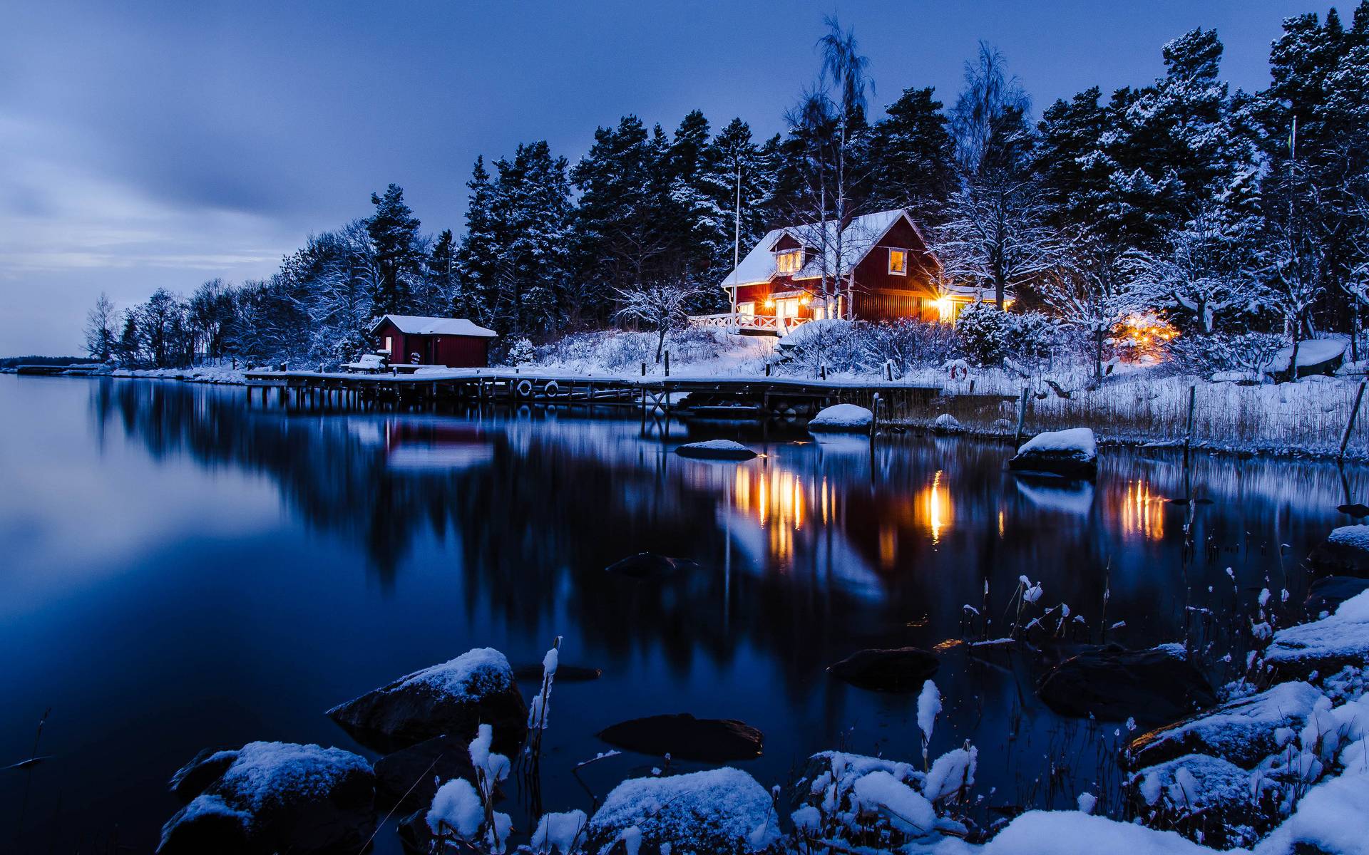 Night Winter Landscape Wallpaper Free Night Winter Landscape Background