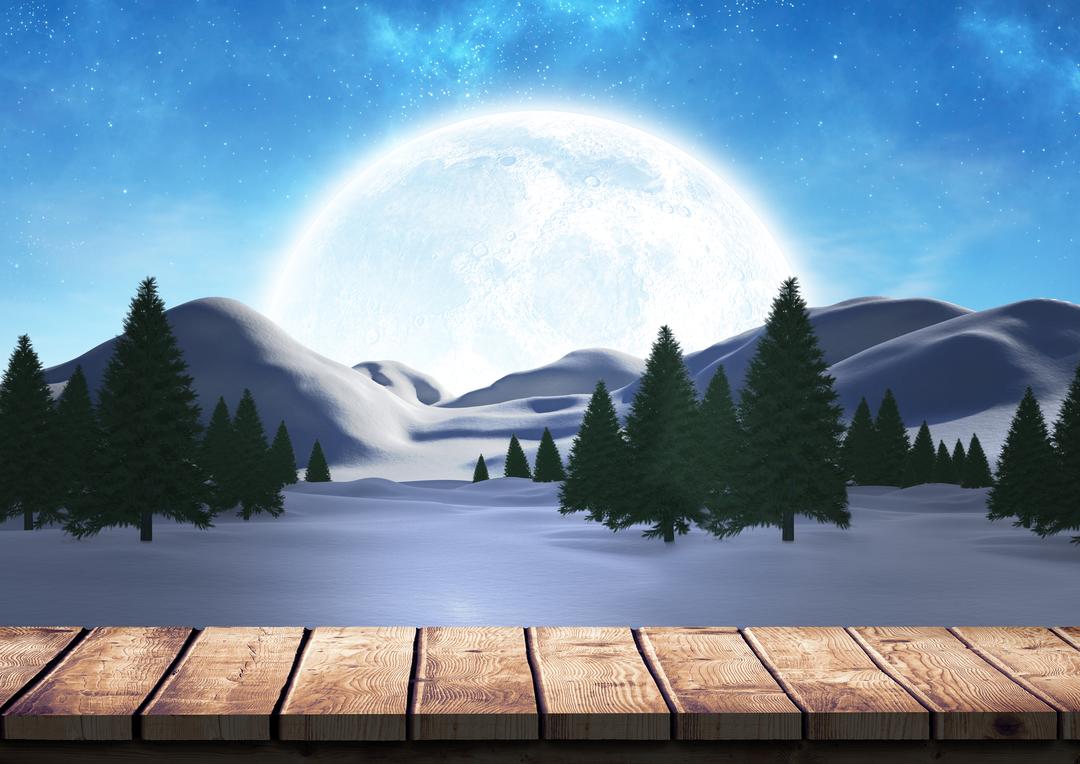 Snowy landscape in winter with wooden boardwalk from Pikwizard