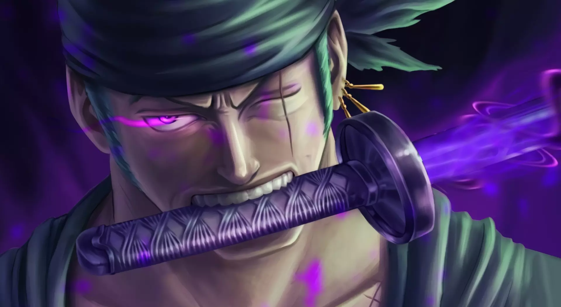 Live wallpaper One Piece Zoro black sword / download from VSThemes