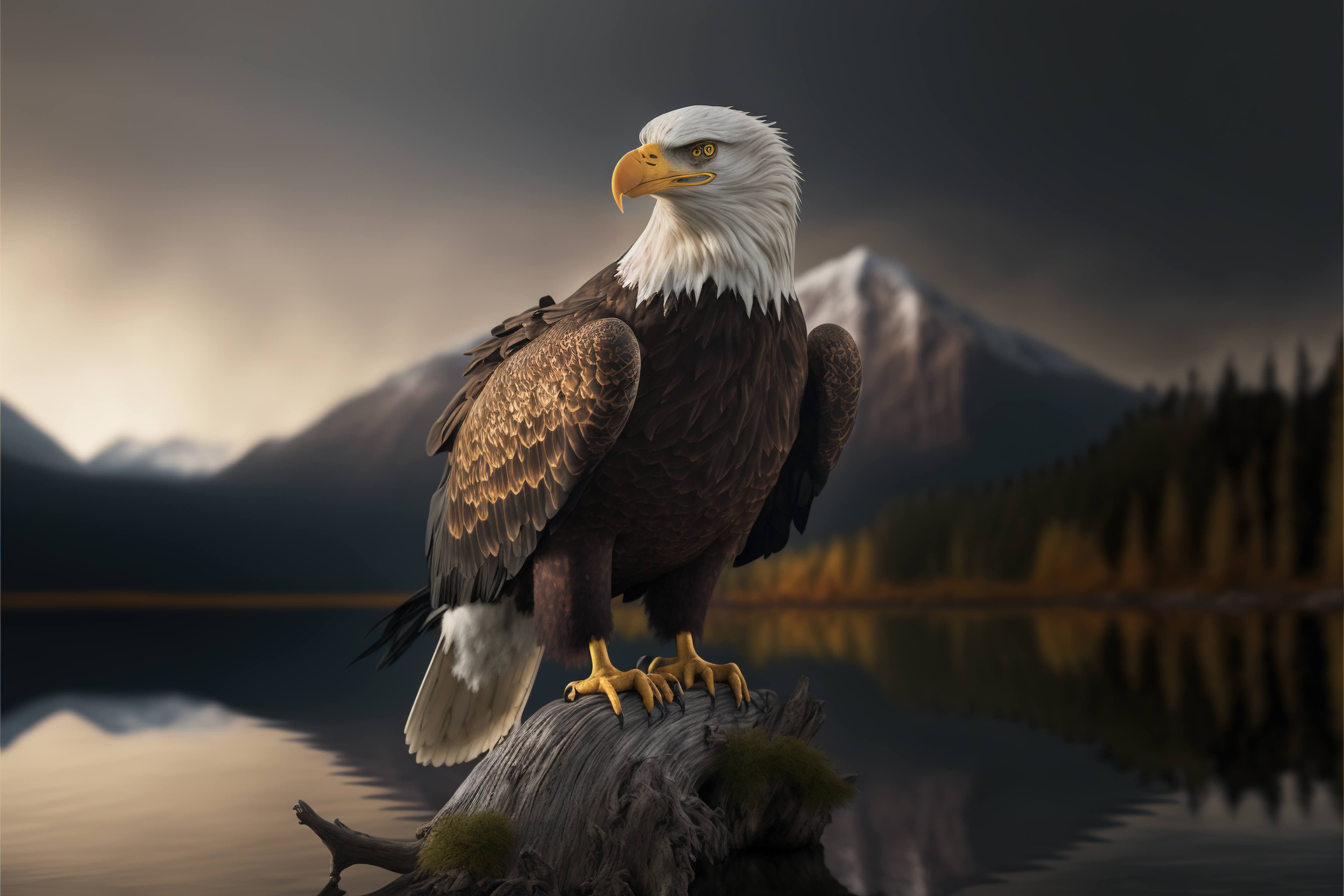 A stunning bald eagle seen in the wild