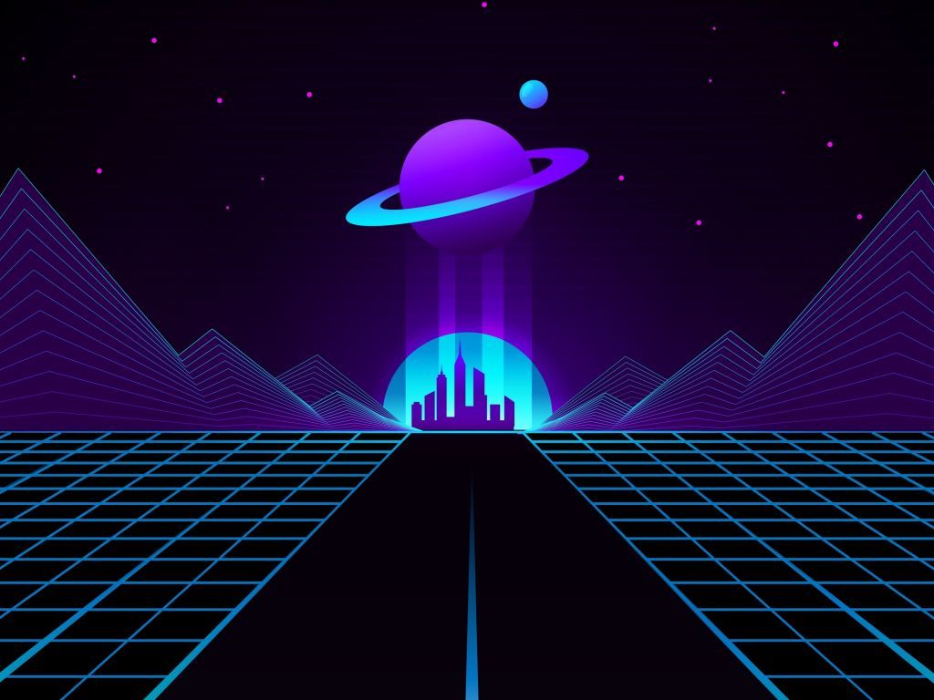 Wallpaper synthwave, planet and city, retro wave, digital art desktop wallpaper, HD image, picture, background, 0ed75f