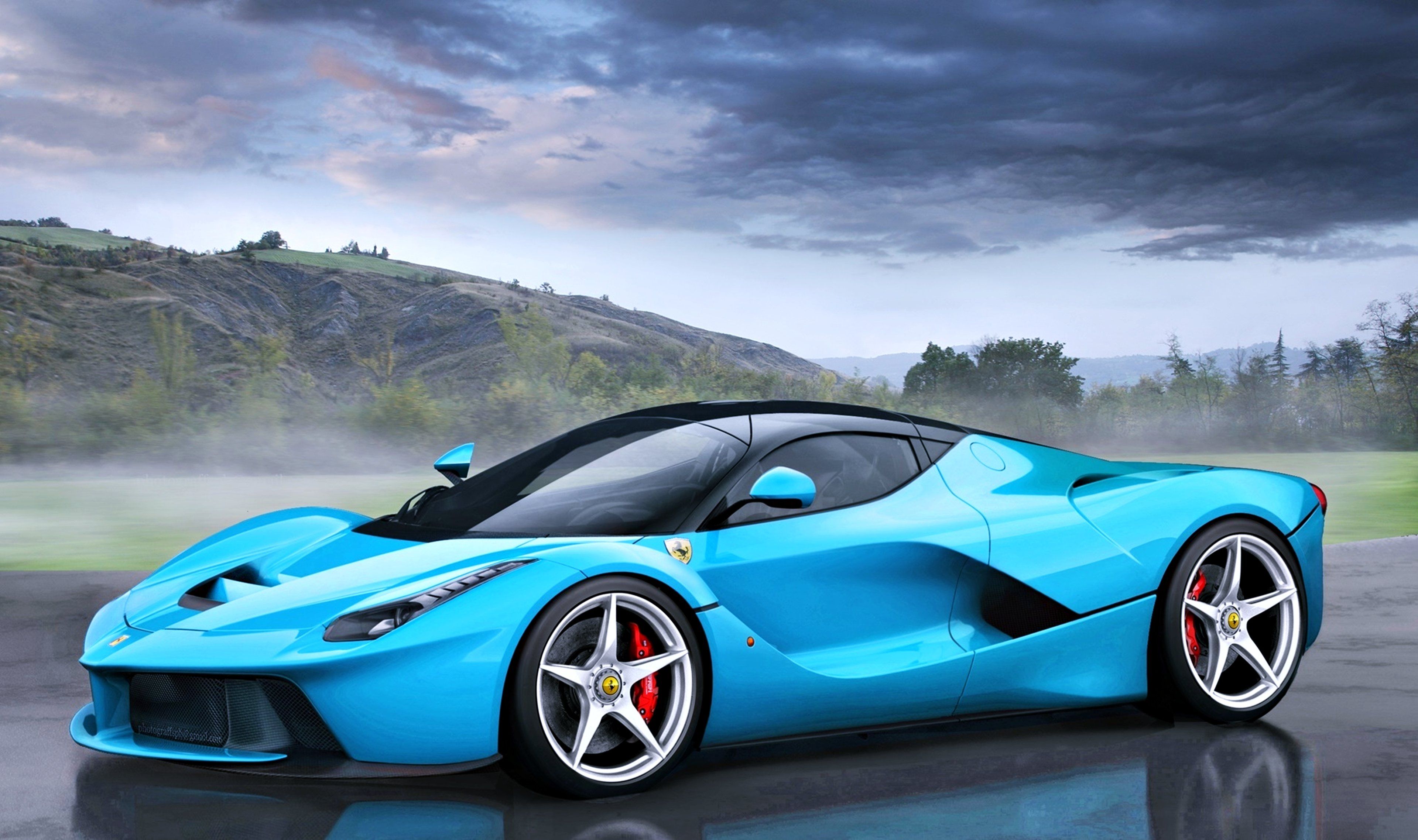 Ferrari LaFerrari Tiffany Blue fog speed cars motors race super wallpaperx2276