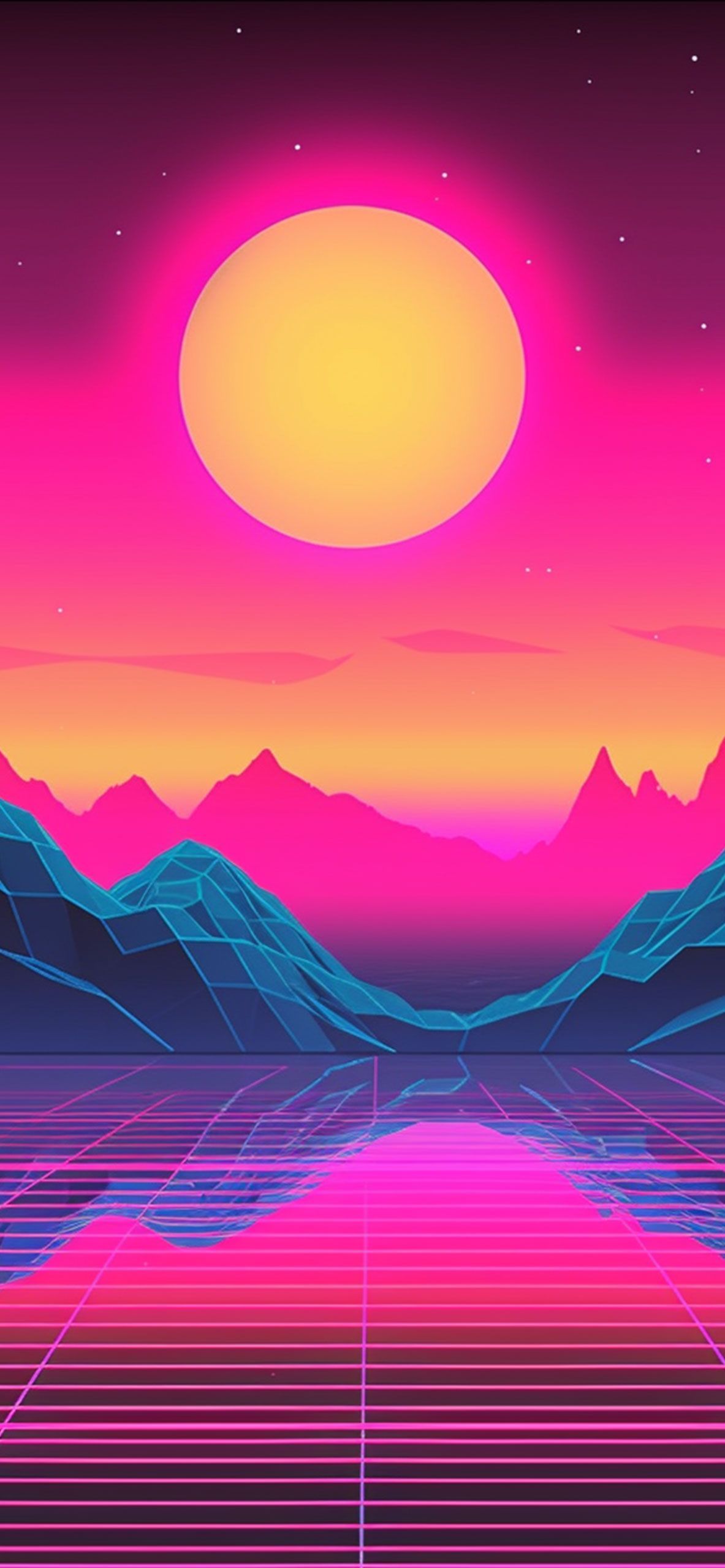 Retrowave Sun & Texture Wallpaper Wallpaper 4k