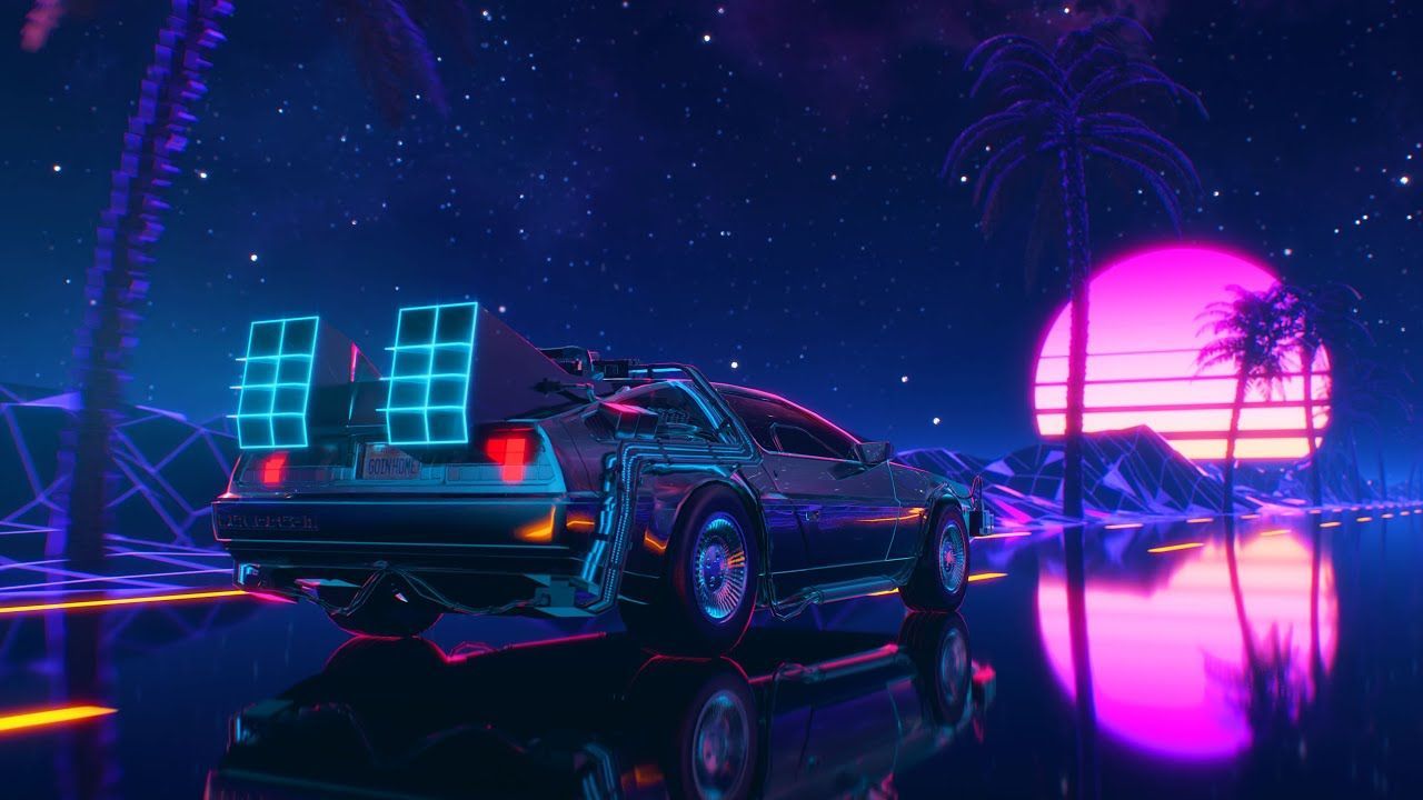 DeLorean Synthwave Drive Ultra HD 60fps