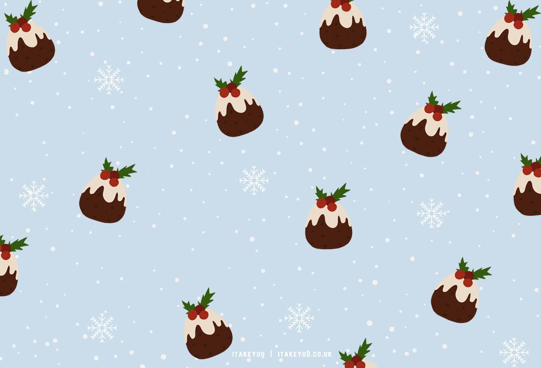 Preppy Christmas Wallpaper Ideas : Christmas Pudding Blue Background for Desktop I Take You. Wedding Readings. Wedding Ideas